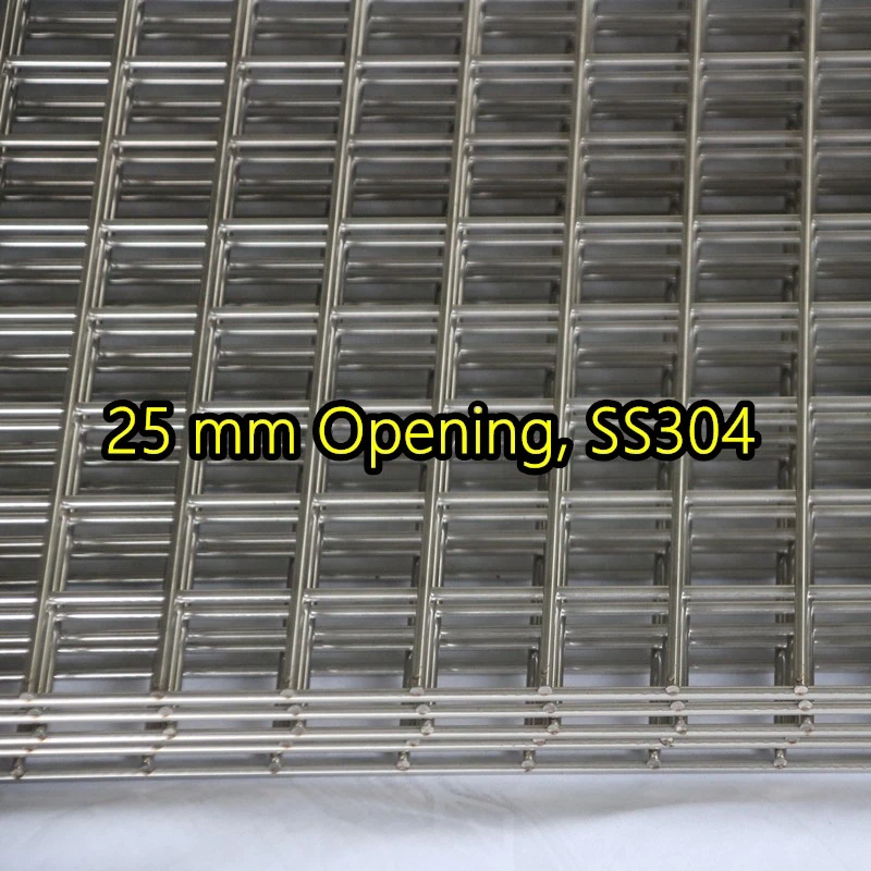 Panel de malla de alambre soldado SS304 con abertura de 25 mm