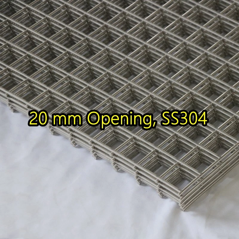 Panel de malla de alambre soldado SS304 con abertura de 20 mm