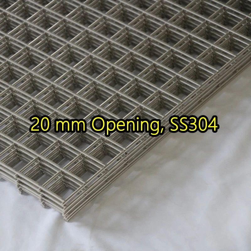Panel de malla de alambre soldado SS304 con abertura de 20 mm