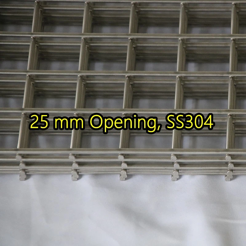 Panel de malla de alambre soldado SS304 con abertura de 25 mm