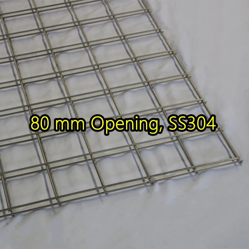 Panel de malla de alambre soldado SS304 con abertura de 80 mm