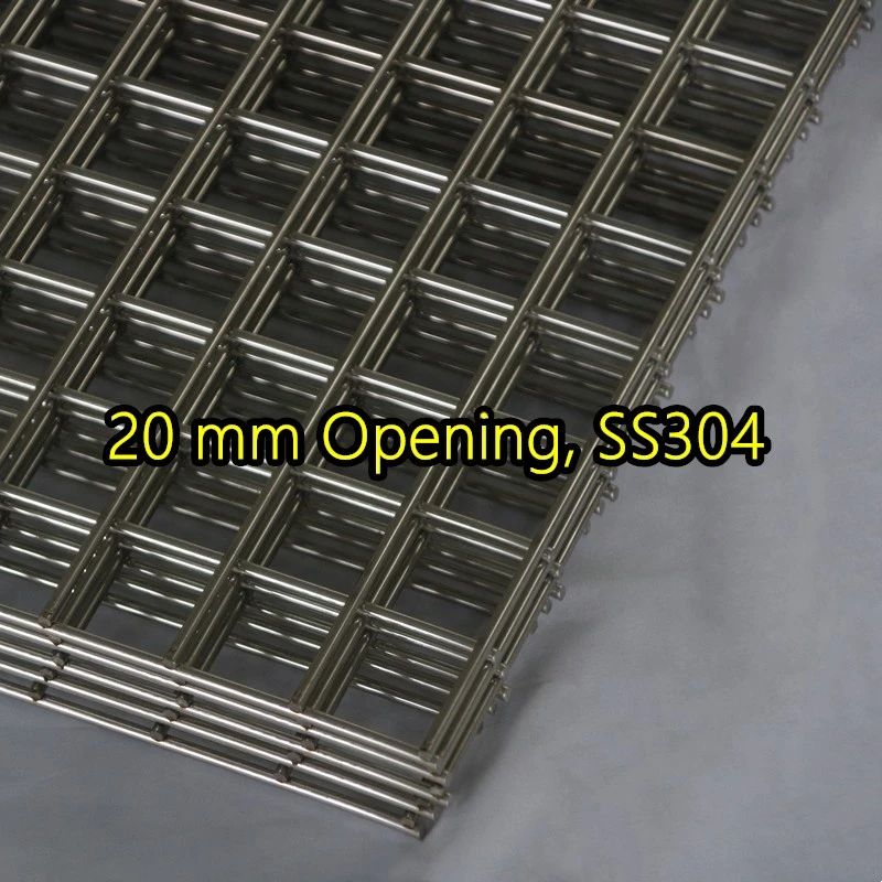 Panel de malla de alambre soldado SS304 con abertura de 20 mm