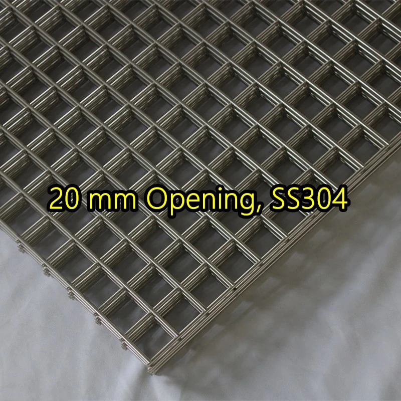 Panel de malla de alambre soldado SS304 con abertura de 20 mm
